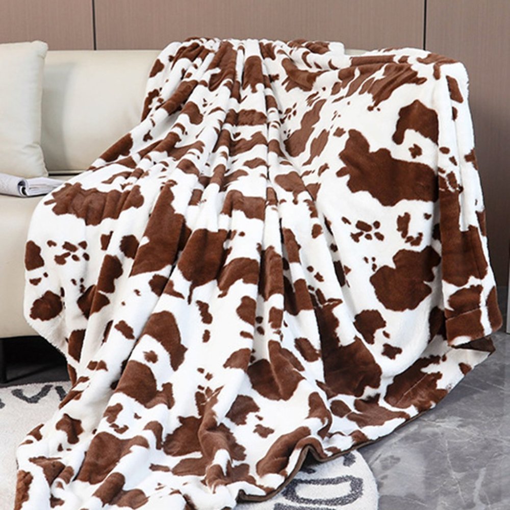 Cow Print Plush Blanket